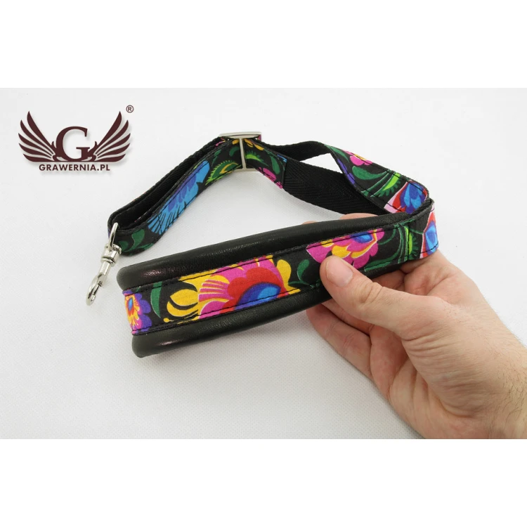PASEK DO SAKSOFONU czarny - model Black Flower - wersja Komfort - PDS31