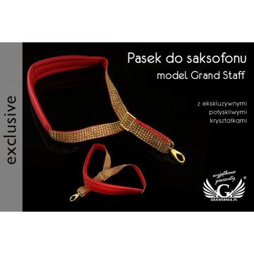 PASEK DO SAKSOFONU czerwono-złoty - model Grand Staff - wersja Exclusive - PDS25