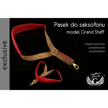 PASEK DO SAKSOFONU czerwono-złoty - model Grand Staff - wersja Exclusive - PDS25