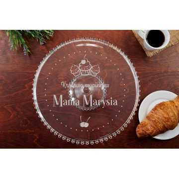 Patera szklana na tort z grawerem - Mama królowa wypieków - PAT023
