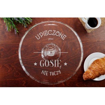 Patera szklana na tort z grawerem - Upieczone nie tuczy - PAT030