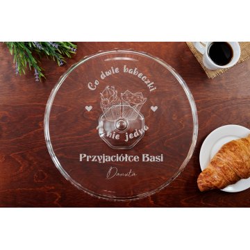 Patera szklana na tort z grawerem - Co dwie babeczki to nie jedna - PAT032