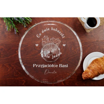 Patera szklana na tort z grawerem - Co dwie babeczki to nie jedna - PAT032