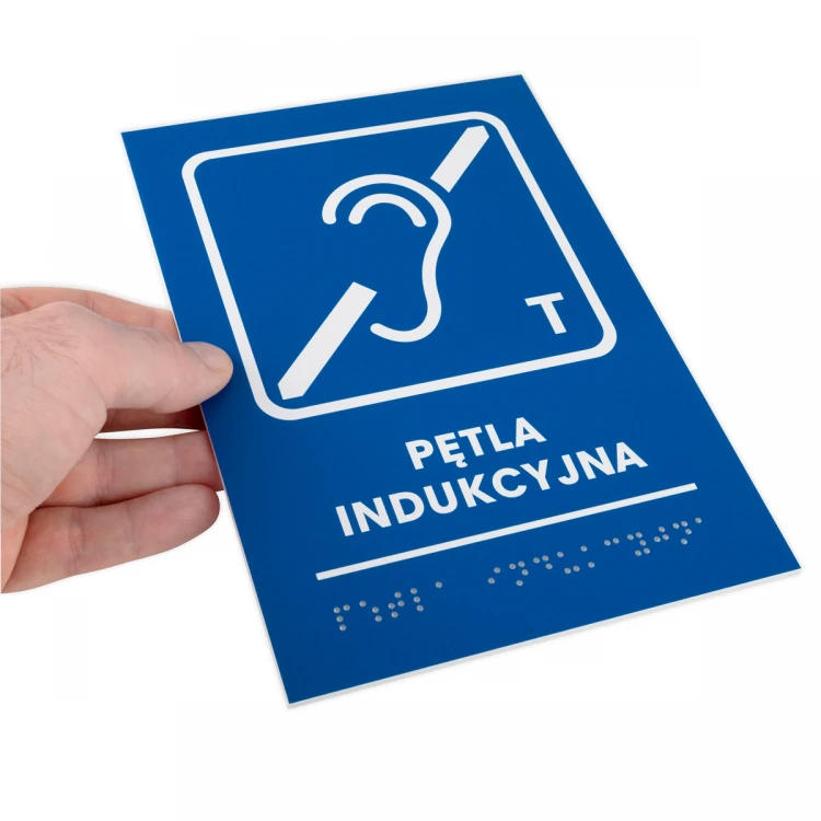 Pętla indukcyjna - tabliczka z pismem Braille - wym. 140x205mm - PCW twarde - TAB482