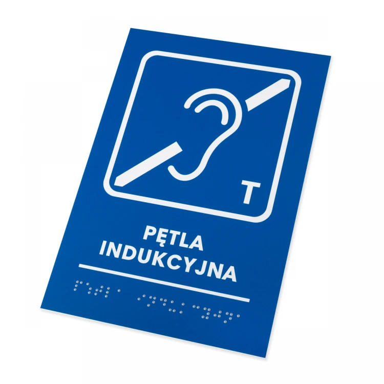 Pętla indukcyjna - tabliczka z pismem Braille - wym. 140x205mm - PCW twarde - TAB482