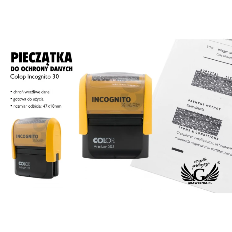 Pieczątka do ochrony danych Colop Incognito 30 - wym. odbicia - 47x18mm - COL030