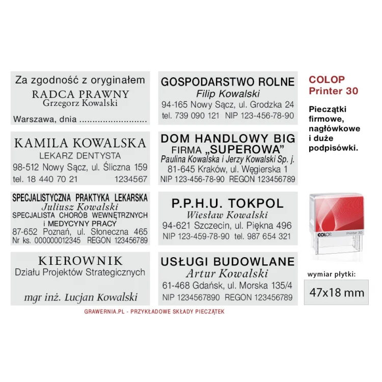 Pieczątka samotuszująca COLOP Printer 30 - wymiar płytki tekstowej: 47 x 18mm