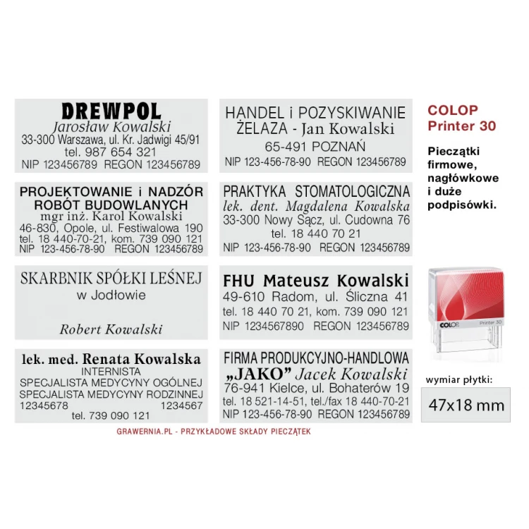 Pieczątka samotuszująca COLOP Printer 30 - wymiar płytki tekstowej: 47 x 18mm