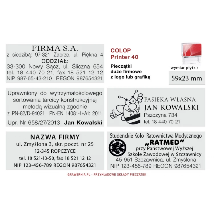 Pieczątka samotuszująca COLOP Printer 40 - wymiar płytki tekstowej: 59 x 23mm