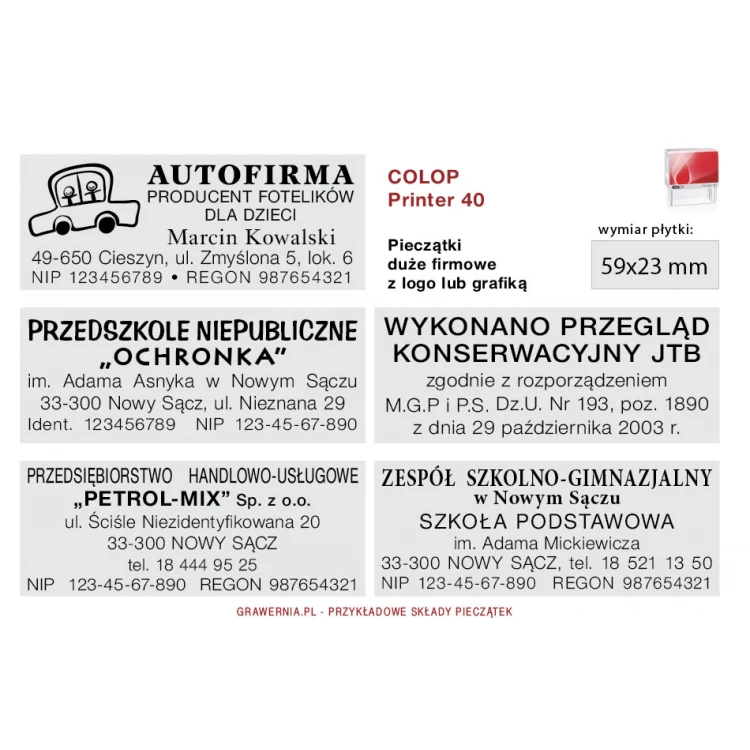 Pieczątka samotuszująca COLOP Printer 40 - wymiar płytki tekstowej: 59 x 23mm