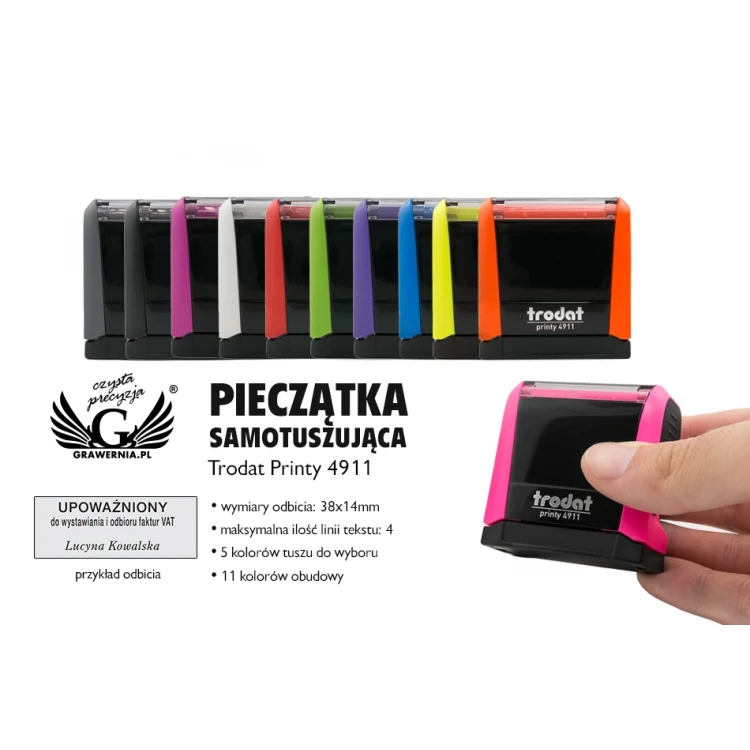 Pieczątka samotuszująca TRODAT Printy 4911 - wymiar płytki tekstowej: 38mm x 14mm