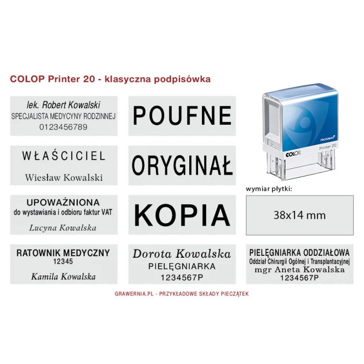 Pieczątka samotuszująca z ochroną antybakteryjną COLOP Printer 20 Microban - wymiar odbicia 38x14mm - COL035