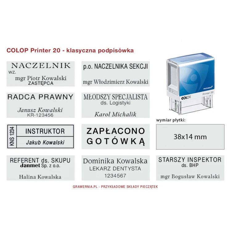 Pieczątka samotuszująca z ochroną antybakteryjną COLOP Printer 20 Microban - wymiar odbicia 38x14mm - COL035