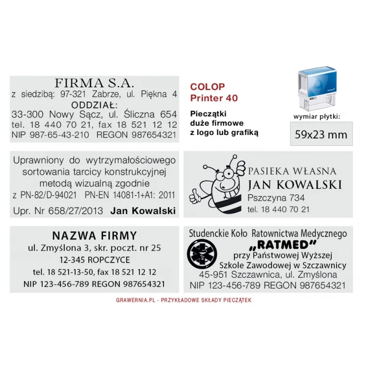 Pieczątka samotuszująca z ochroną antybakteryjną COLOP Printer 40 Microban - wymiar odbicia 59x23mm - COL037