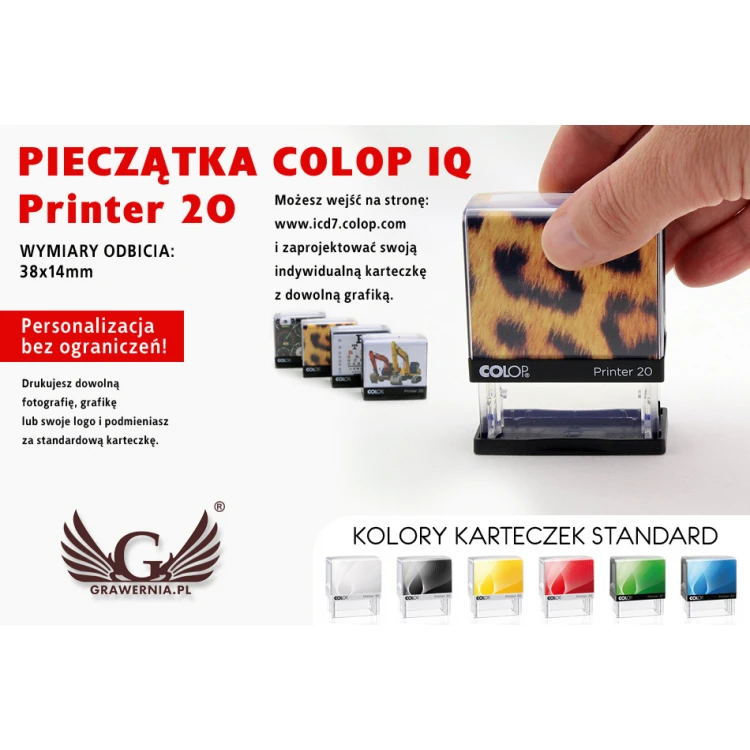 Pieczątka samotuszująca COLOP Printer 20 - wymiar płytki tekstowej: 38 x 14mm