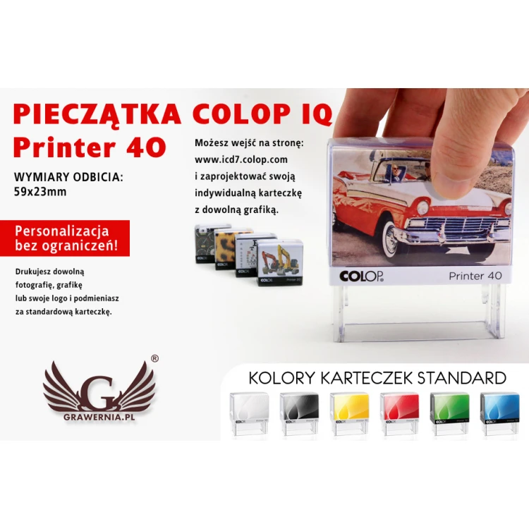 Pieczątka samotuszująca COLOP Printer 40 - wymiar płytki tekstowej: 59 x 23mm