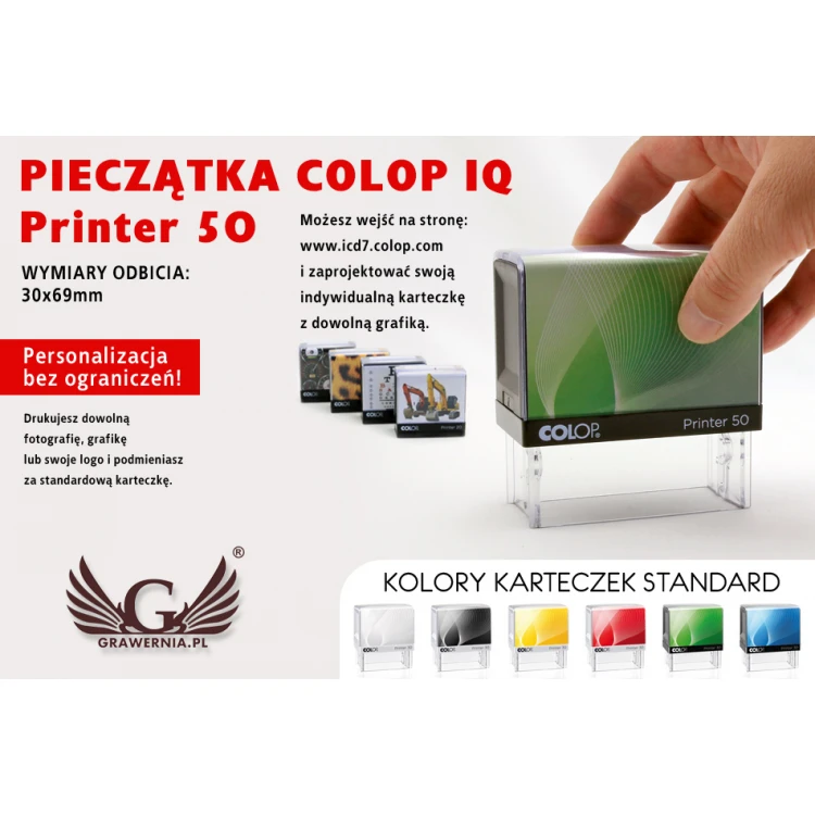 Pieczątka samotuszująca COLOP Printer 50 - wymiar płytki tekstowej: 30 x 69mm