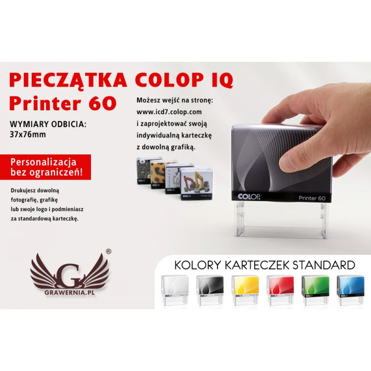 Pieczątka samotuszująca COLOP Printer 60 - wymiar płytki tekstowej: 37 x 76 mm
