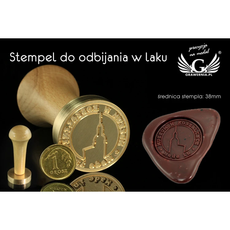 Pieczęć do odbijania w laku - CNC - średnica 38mm, grawer wklęsły