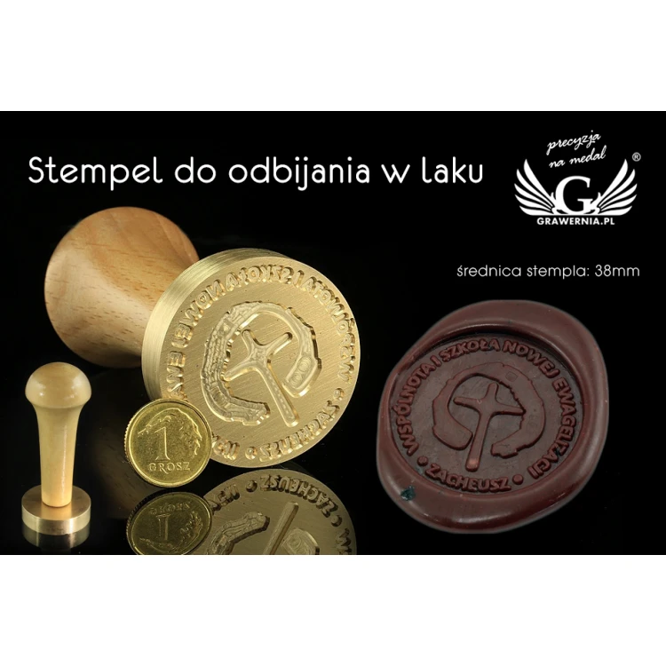 Pieczęć do odbijania w laku - CNC - średnica 38mm, grawer wklęsły