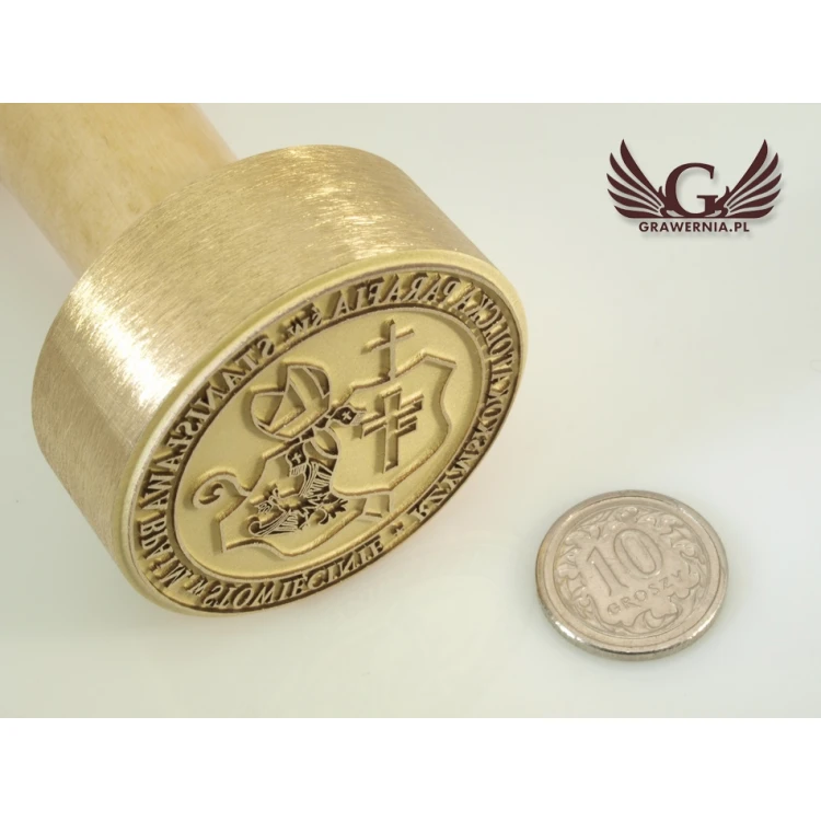 PIECZĘĆ PARAFII - mosiądz średnica 36mm głębokość graweru około 0,4mm