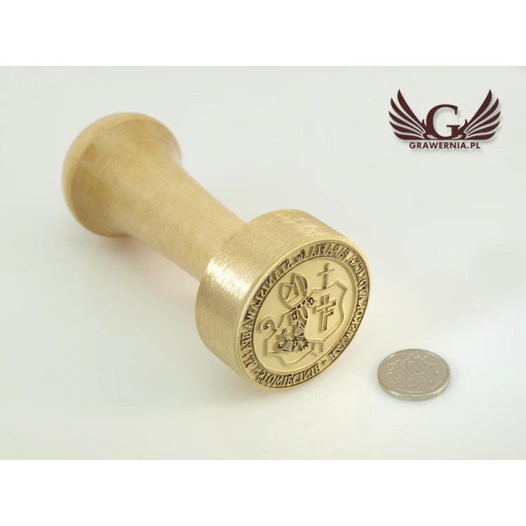 PIECZĘĆ PARAFII - mosiądz średnica 36mm głębokość graweru około 0,4mm