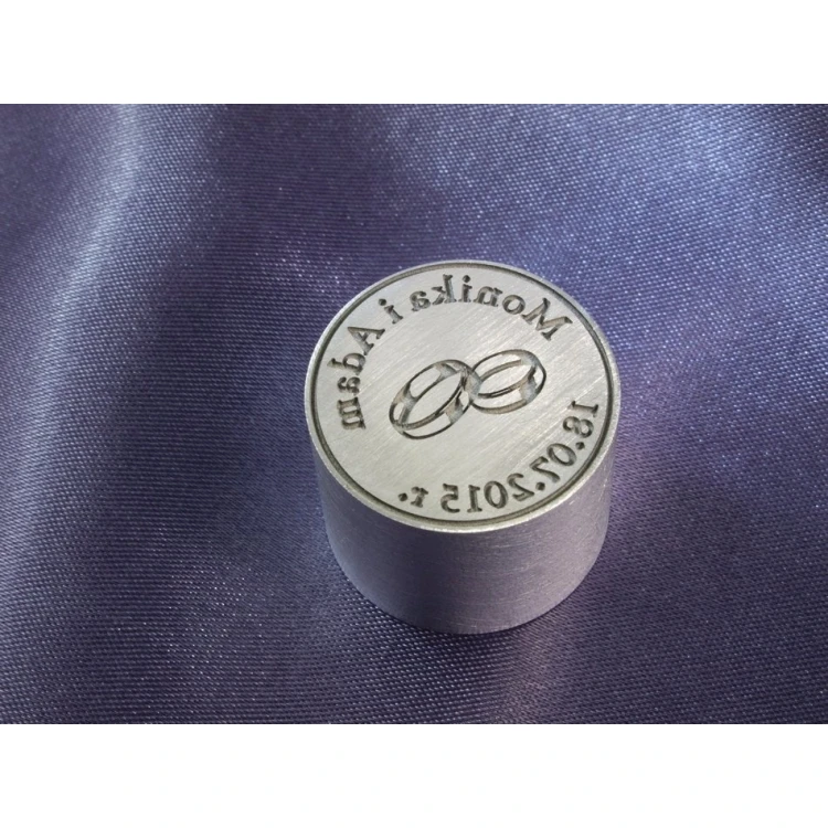 Pieczęć na koperty ślubne - stempel do laku z aluminium 25mm głębokość graweru około 1mm