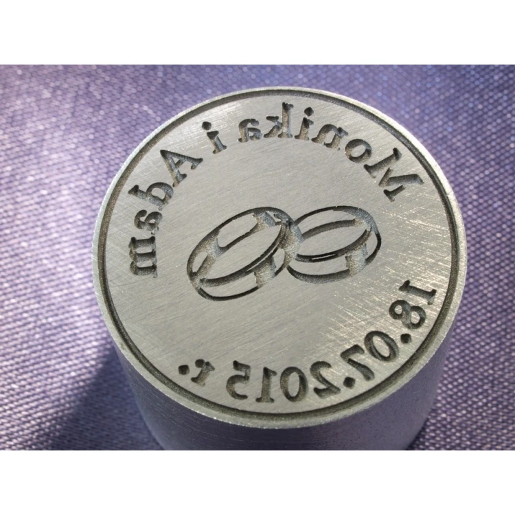 Pieczęć na koperty ślubne - stempel do laku z aluminium 25mm głębokość graweru około 1mm