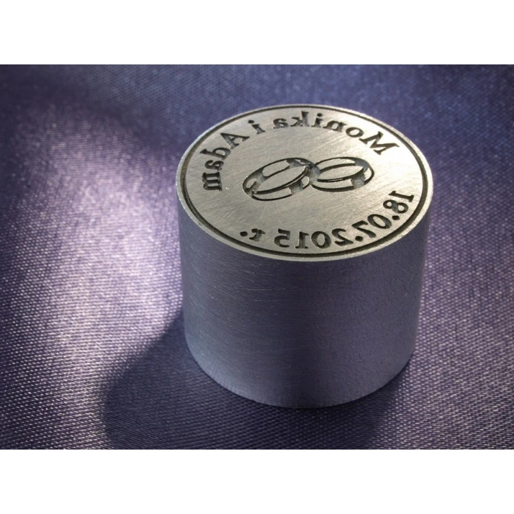 Pieczęć na koperty ślubne - stempel do laku z aluminium 25mm głębokość graweru około 1mm