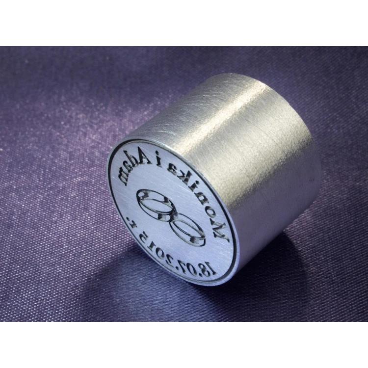 Pieczęć na koperty ślubne - stempel do laku z aluminium 25mm głębokość graweru około 1mm