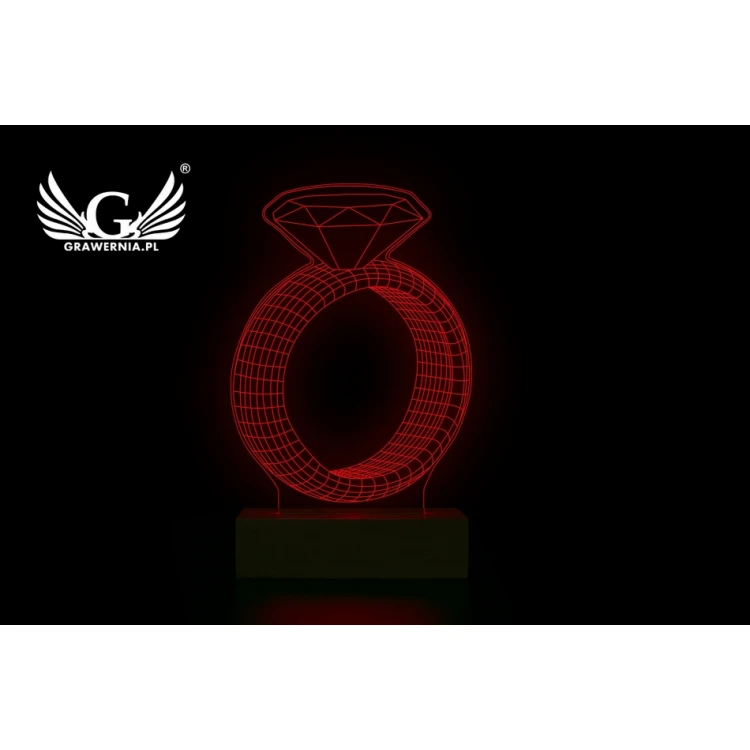 Pierścionek - Lampa 3D LED RGB sterowana z pilota - L3D015