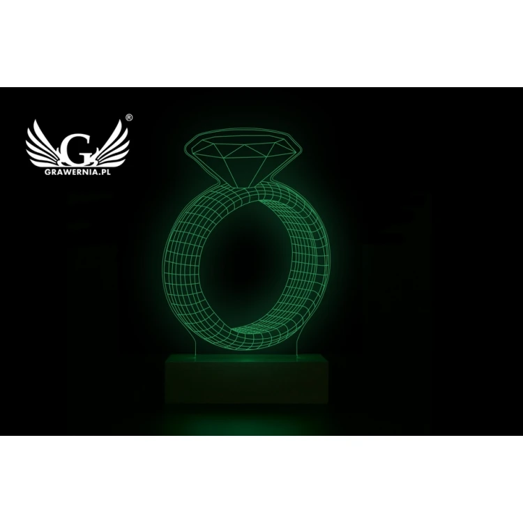 Pierścionek - Lampa 3D LED RGB sterowana z pilota - L3D015