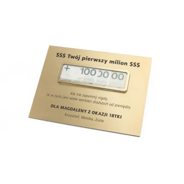 Pierwszy milion - prezent z okazji 18-stki - wym. 200x150mm - DS038