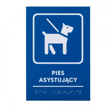 Pies asystujący - tabliczka z pismem Braille - wym. 140x205mm - PCW twarde - TAB481