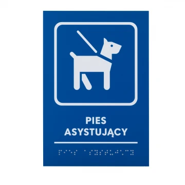 Pies asystujący - tabliczka z pismem Braille - wym. 140x205mm - PCW twarde - TAB481