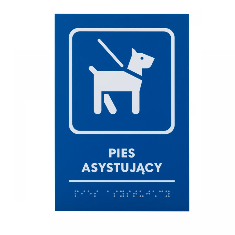 Pies asystujący - tabliczka z pismem Braille - wym. 140x205mm - PCW twarde - TAB481