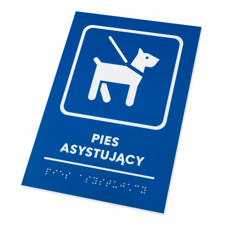 Pies asystujący - tabliczka z pismem Braille - wym. 140x205mm - PCW twarde - TAB481