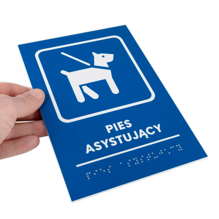 Pies asystujący - tabliczka z pismem Braille - wym. 140x205mm - PCW twarde - TAB481