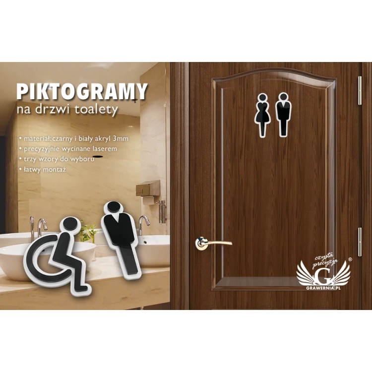 Piktogramy z plexi na toalety - czarny i biały akryl - TT021