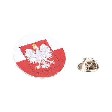 Pins patriotyczny z flagą i godłem Polski - wym. 28mm - PWD033