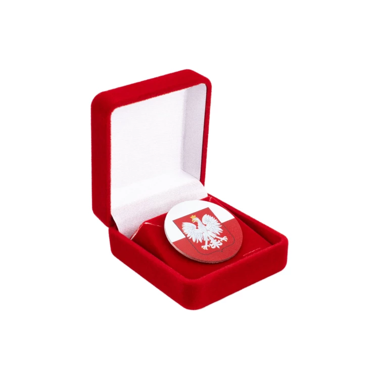 Pins patriotyczny z flagą i godłem Polski - wym. 28mm - PWD033