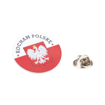 Pins patriotyczny z flagą i godłem Polski - wym. 28mm - PWD034