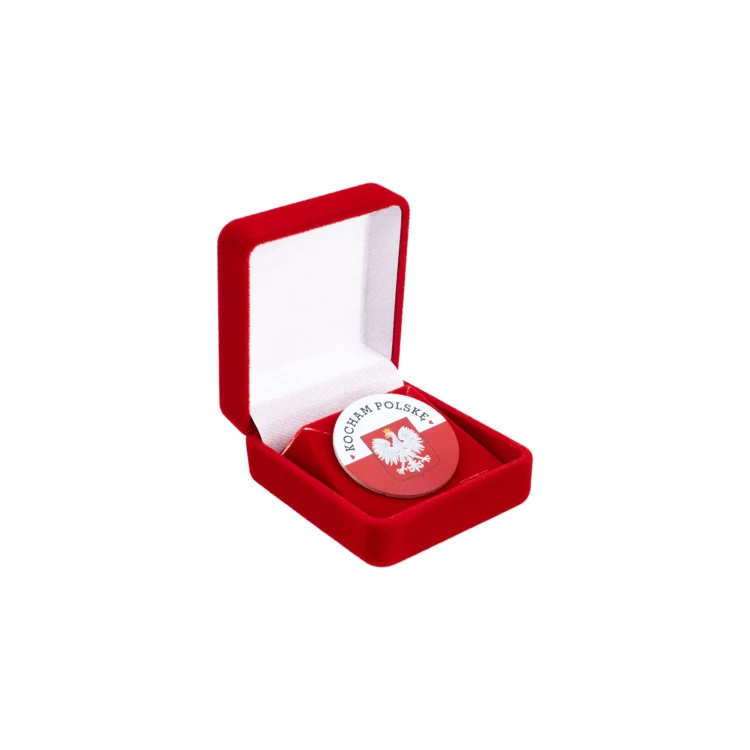 Pins patriotyczny z flagą i godłem Polski - wym. 28mm - PWD034