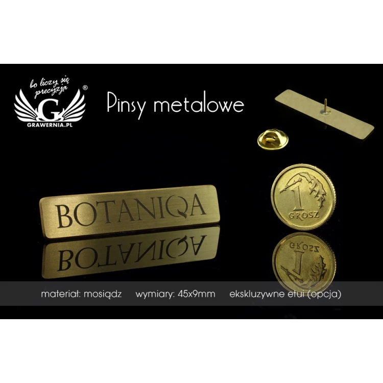 Pinsy metalowe z Twoim logo - wym. 45x9mm - PS016