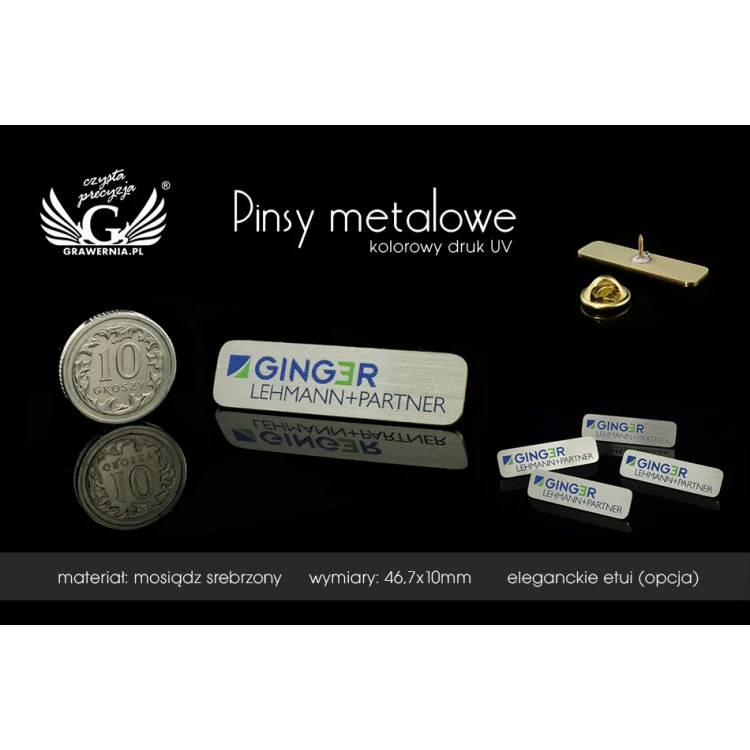 Pinsy metalowe z Twoim logo - wym. 46,7x10mm - druk UV - PS025