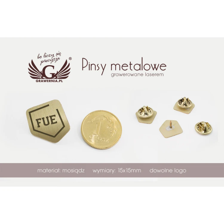 Pinsy metalowe z Twoim logo - wym. 15x15mm - PS030
