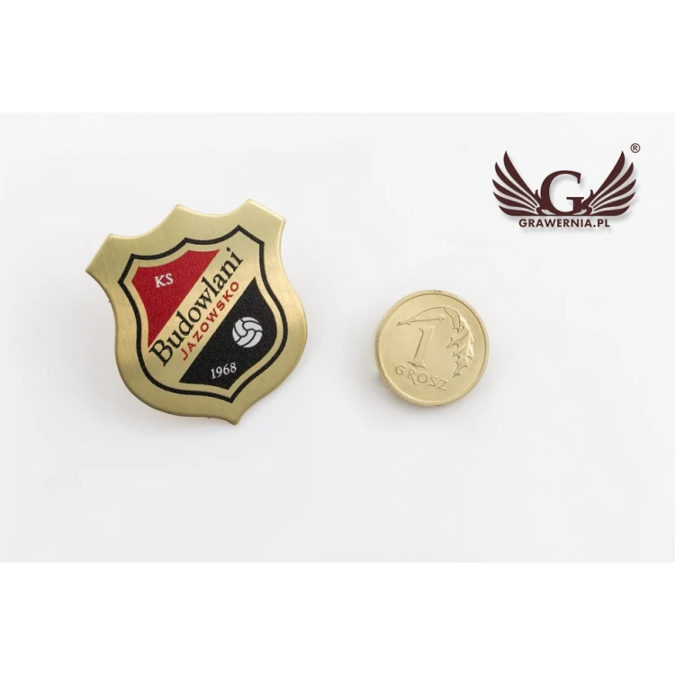 Pinsy - Tarcze mosiężne z Twoim logo - wym. 27x30mm - druk UV - PS031