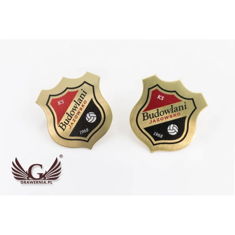 Pinsy - Tarcze mosiężne z Twoim logo - wym. 27x30mm - druk UV - PS031
