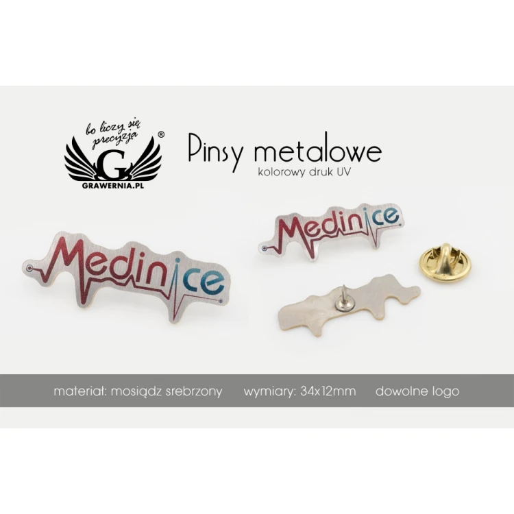 Pinsy metalowe z Twoim logo - wym. 34x12mm - druk UV - PS046