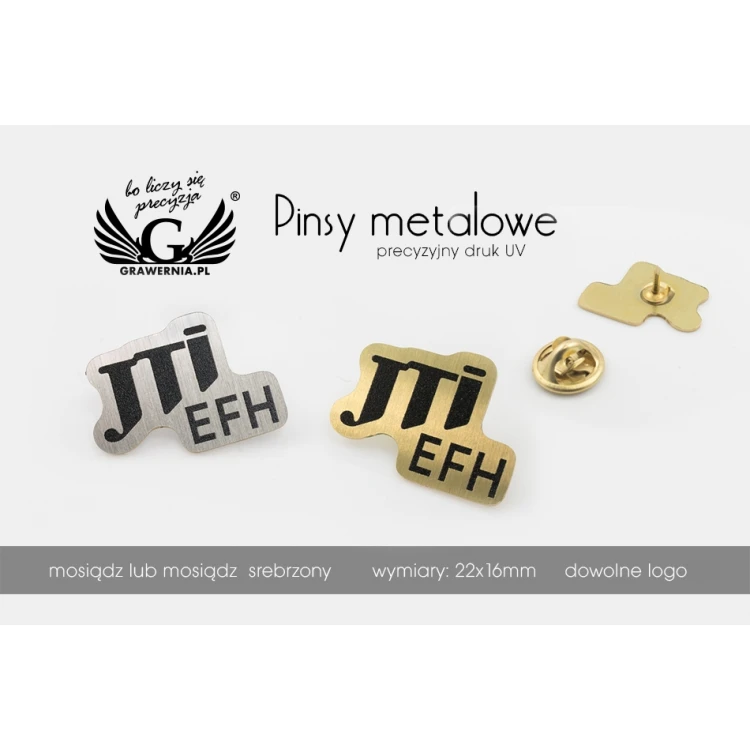 Pinsy metalowe z Twoim logo - wym. 22x16mm - druk UV - PS033